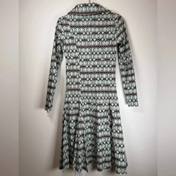 Skunkfunk SKFK Geometric Print Drop Waist Cowl Neck Dress Women’s Size XS (2) - Picture 3 of 14